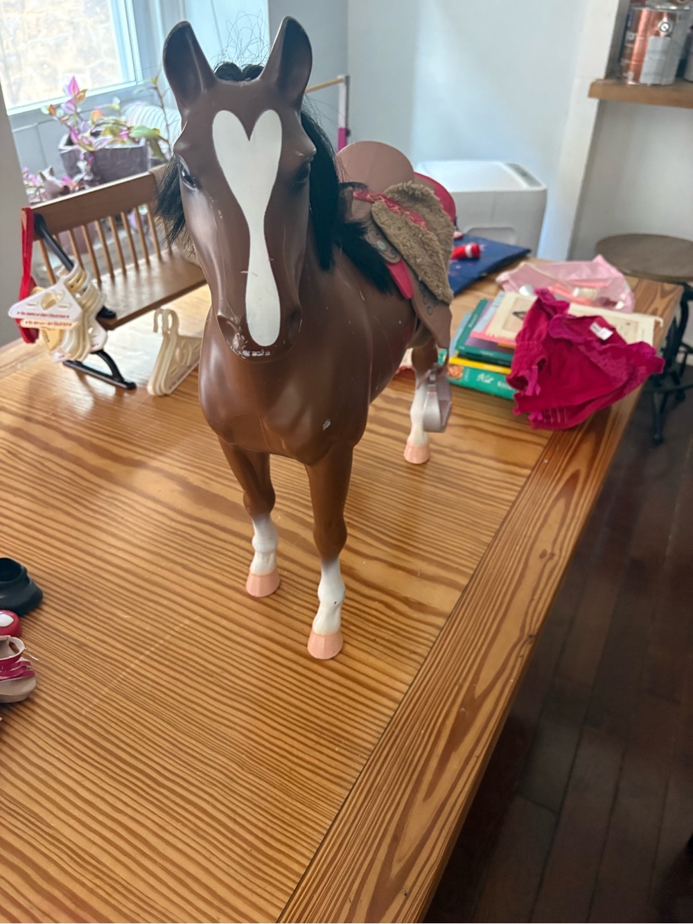 Our Generation Toy Horse with White Face Marking and Pink Hooves